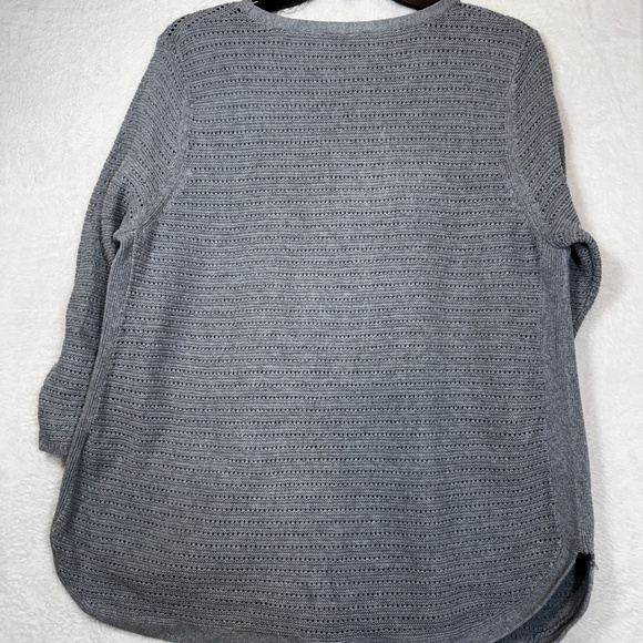 Lily Morgan Swetaer Womens Size Large Gray 3/4 Sleeve Open Knit Lightweight - Picture 7 of 7